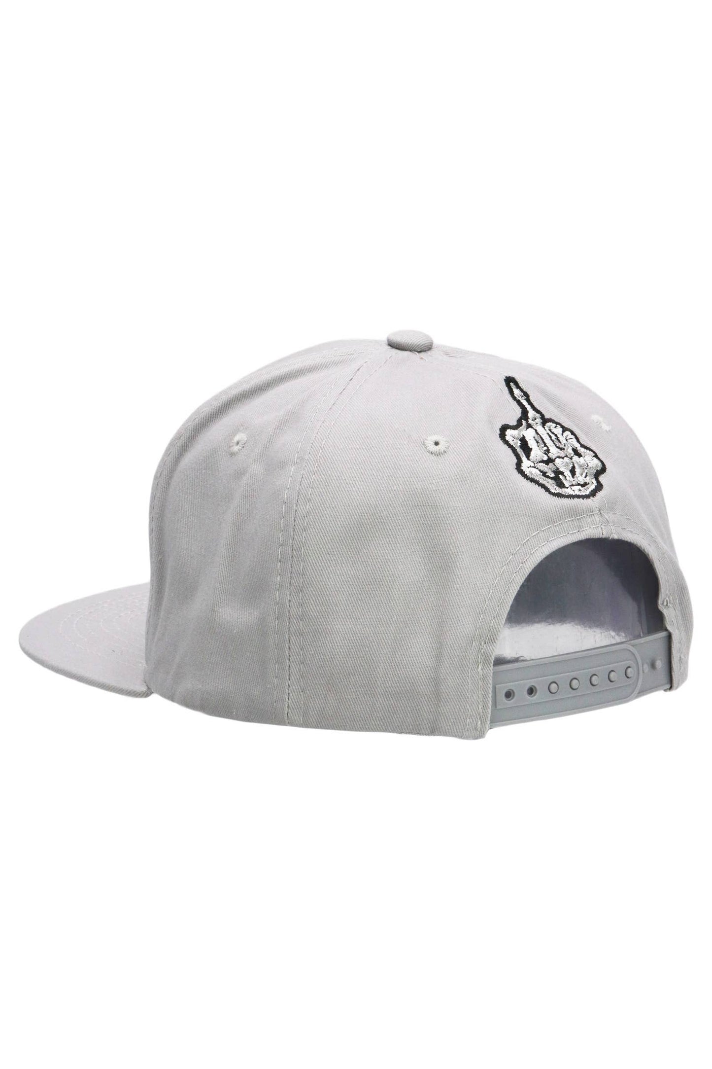 Middle Finger Up Skeleton Cotton Snapback: WHITE/BLACK / ONE SIZE