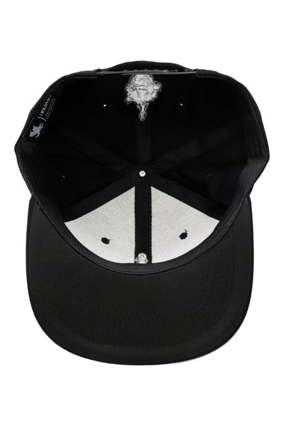 Middle Finger Up Skeleton Cotton Snapback: WHITE/BLACK / ONE SIZE