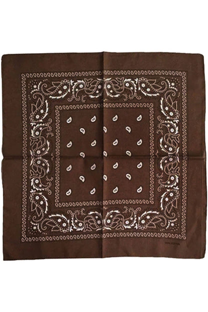 Classic Paisley Print Square Cotton Bandana: BLACK / ONE SIZE