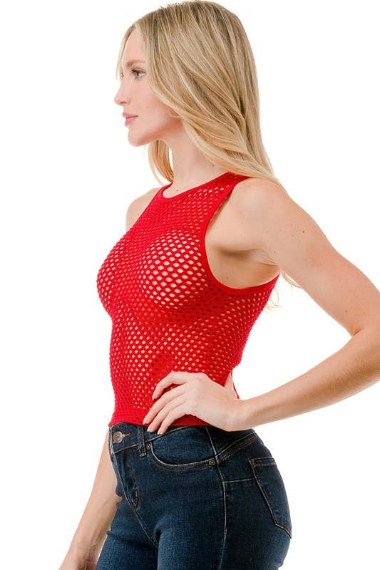 NT74 FISHNET TANK TOP: White