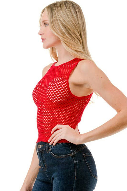 NT74 FISHNET TANK TOP: White