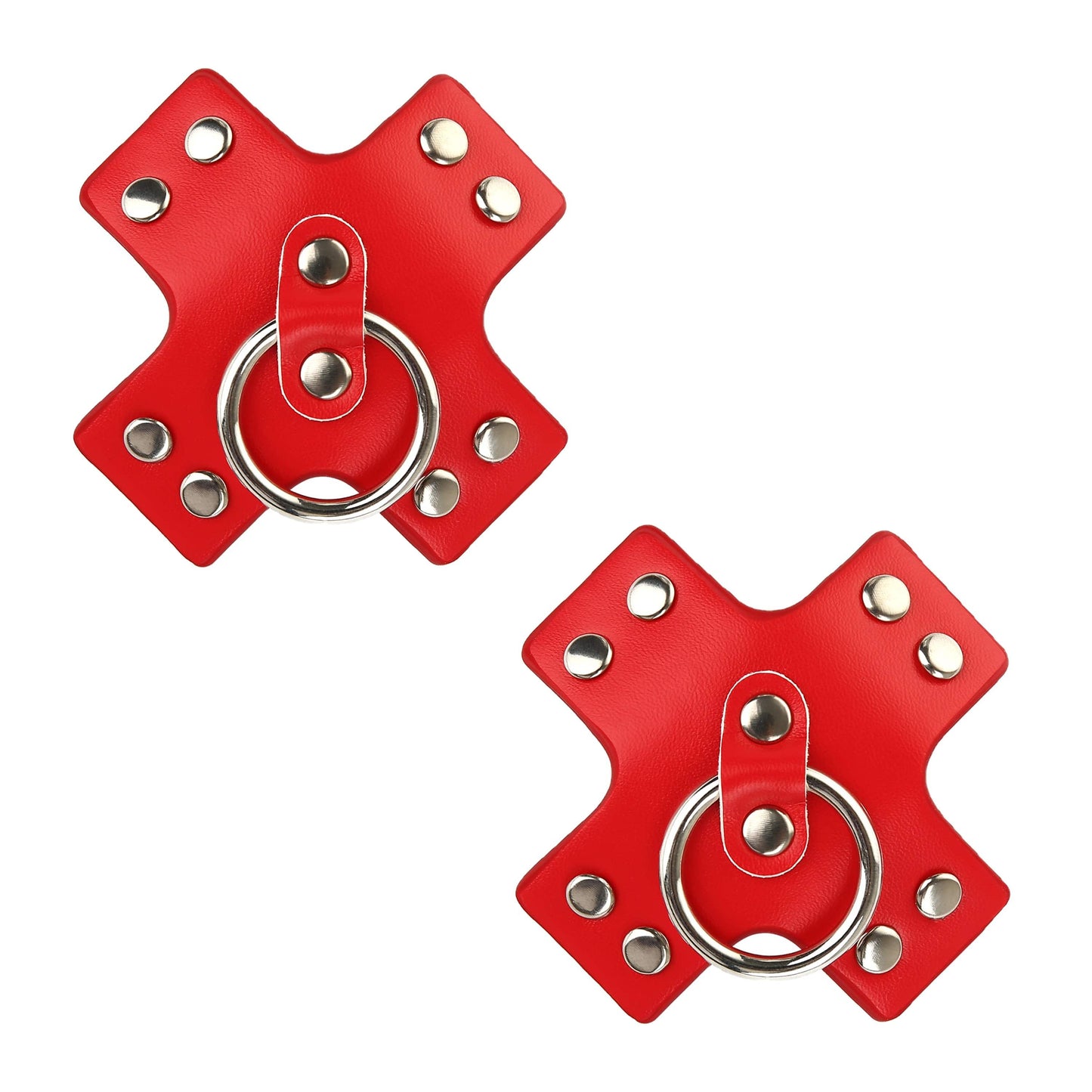 Pierced 'N Punked Red Leather Reusable Silicone Nipple Cover Pasties: Red / O/S