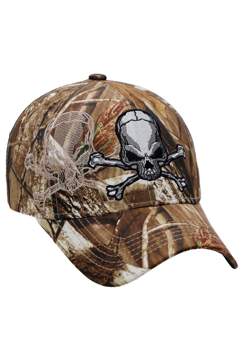 Rebel Biker Skull Embroidered Baseball Cap: Black