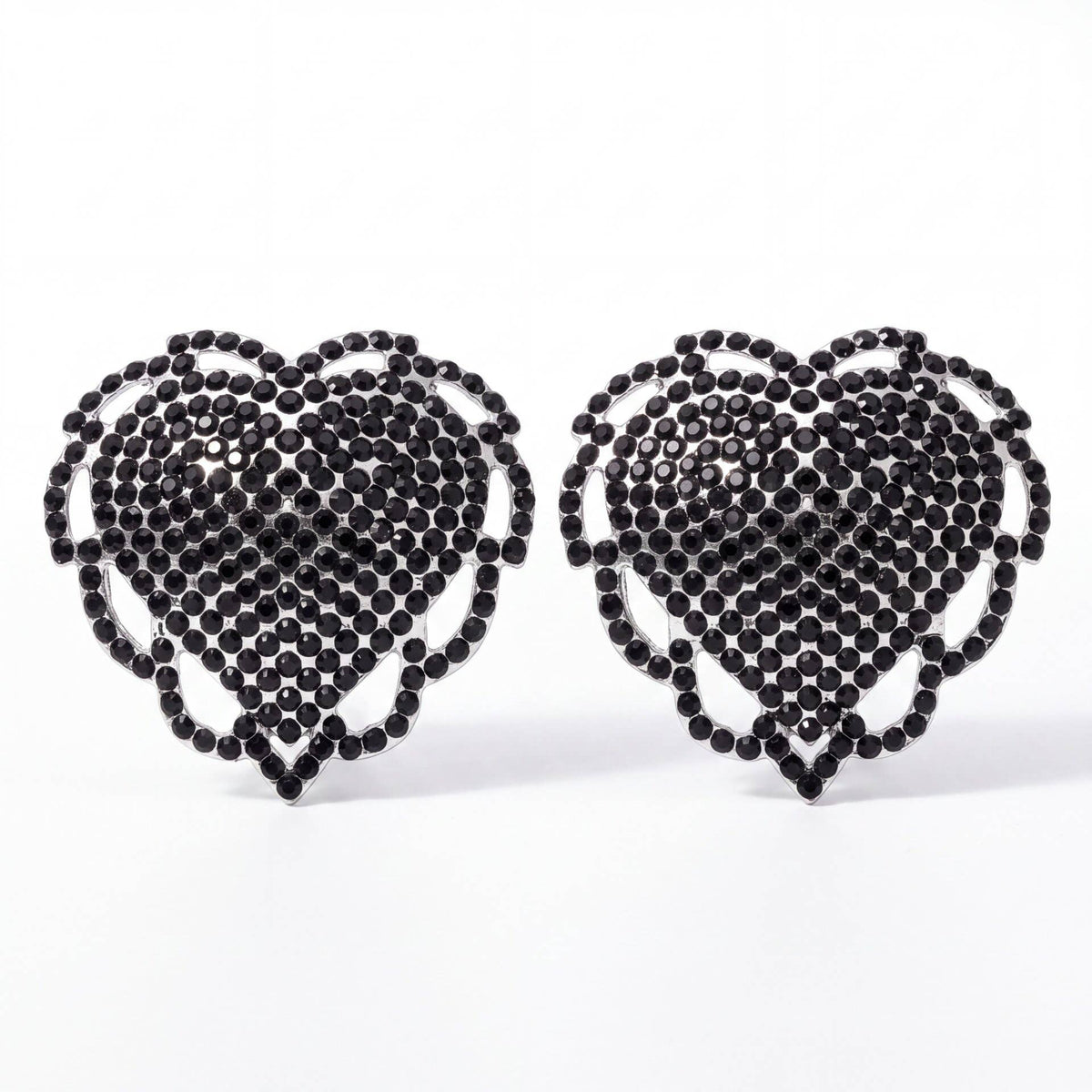 Black Rhinestone Heart Pasties: Default