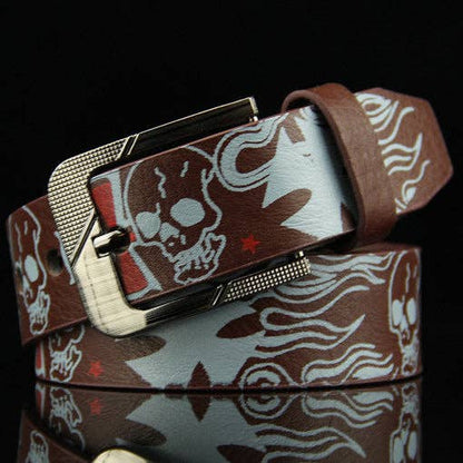 Fashion Skull Printed Waist Belt: Black / 110CM