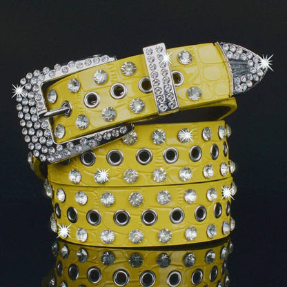 Fashion Shiny Rhinestone Women's Belt: Red / One Size