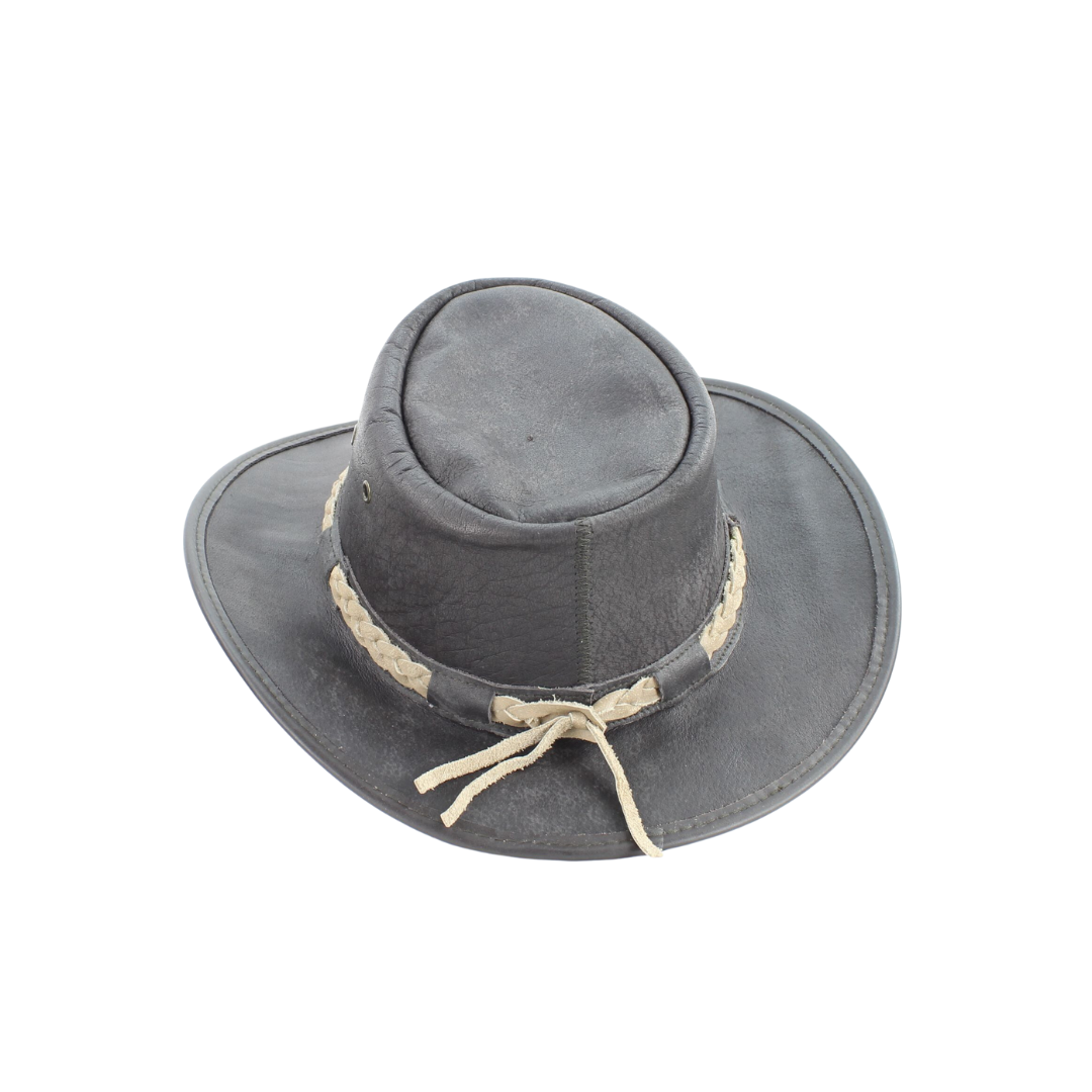 American Bison Crushable Cowboy Hat with Braided Hat Band: Brown / Large