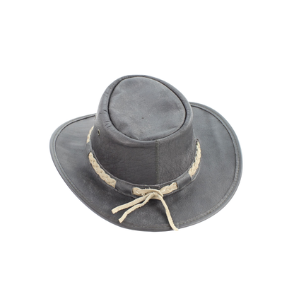 American Bison Crushable Cowboy Hat with Braided Hat Band: Brown / Large