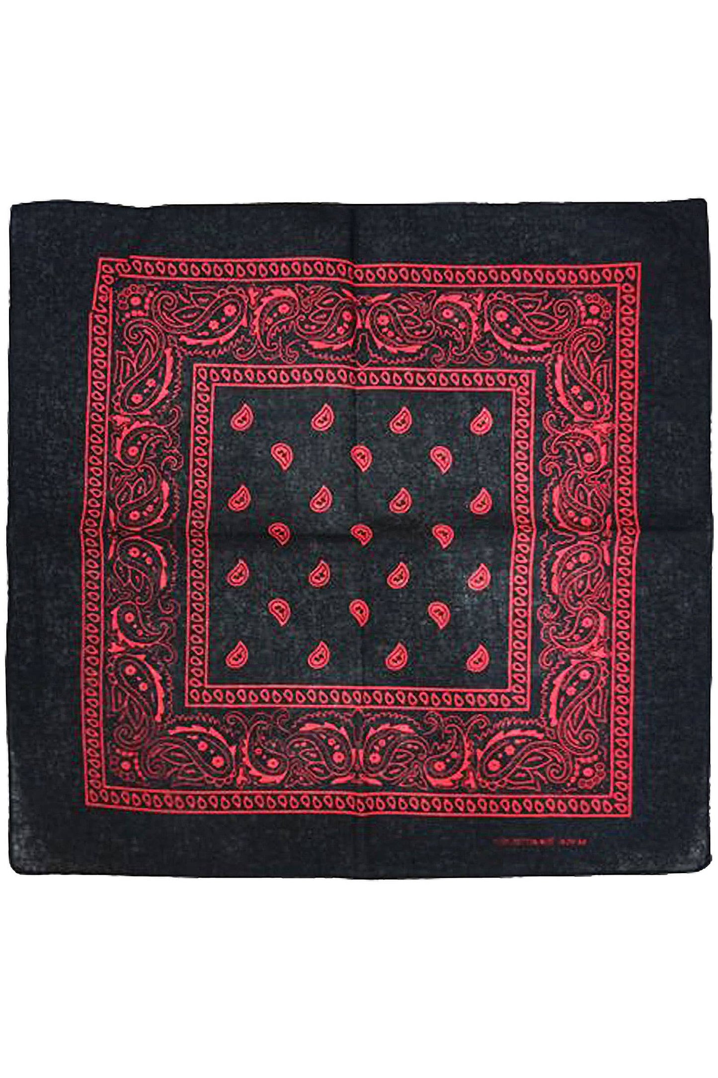 Classic Paisley Print Square Cotton Bandana: BLACK / ONE SIZE
