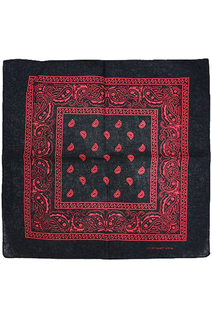 Classic Paisley Print Square Cotton Bandana: BLACK / ONE SIZE