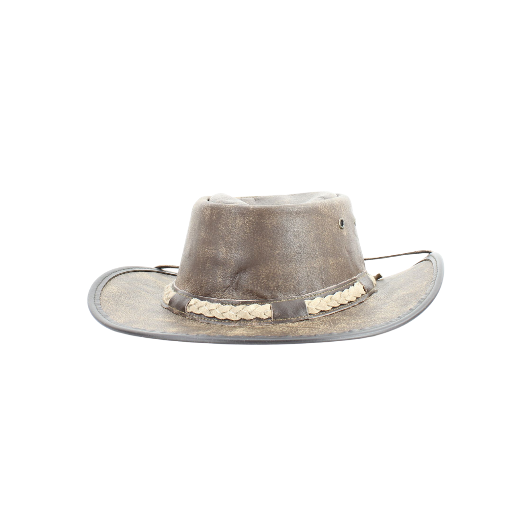 American Bison Crushable Cowboy Hat with Braided Hat Band: Brown / Large