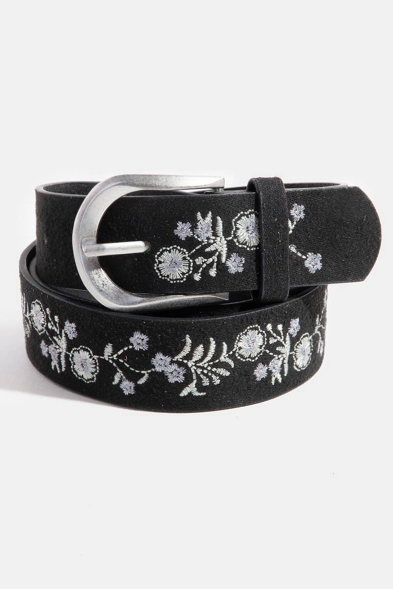 Soft Floral Embroidered Belt: SBK