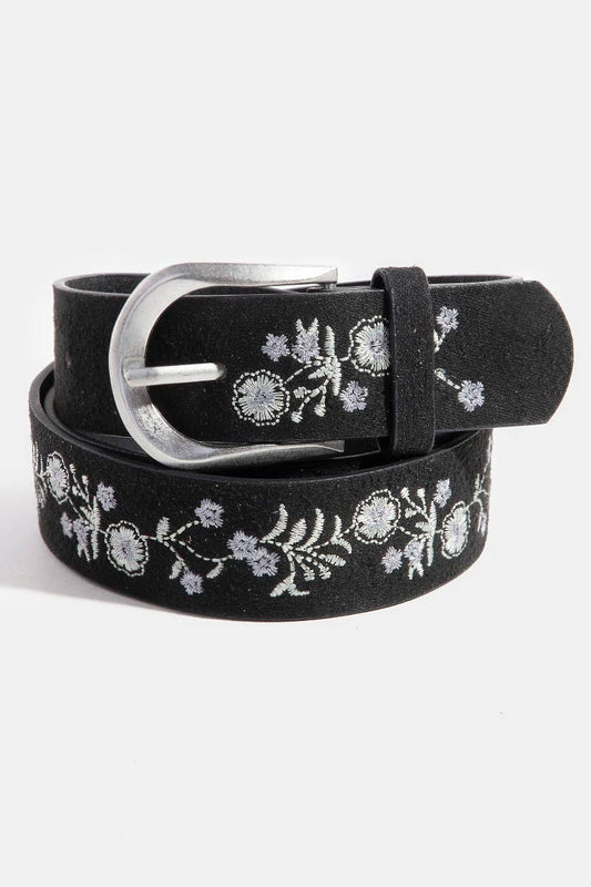 Soft Floral Embroidered Belt: SBK