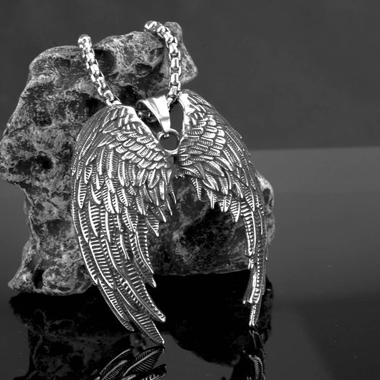 Vintage Angel Wings Stainless Steel Necklace