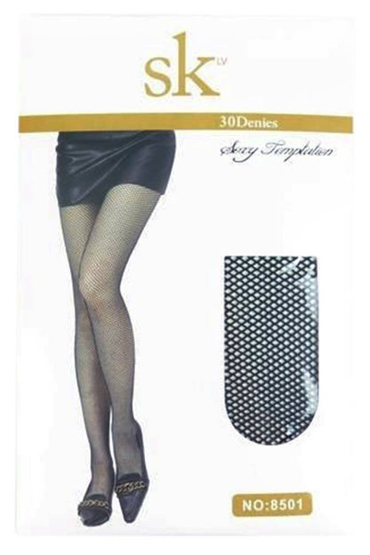 High Rise French Cut Fishnet Sheer Tight Pantyhose: Black