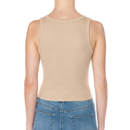 SCOOP NECK RIBBED CROPPED TANK TOP: BLACK / S-M-L(2-2-2)
