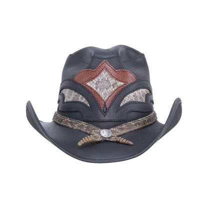 Leather Rattlesnake Cowboy Hat - Style Storm: Black / SM