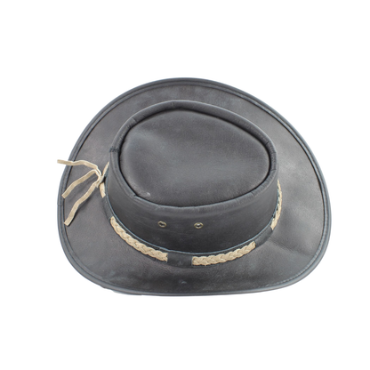American Bison Crushable Cowboy Hat with Braided Hat Band: Brown / Small