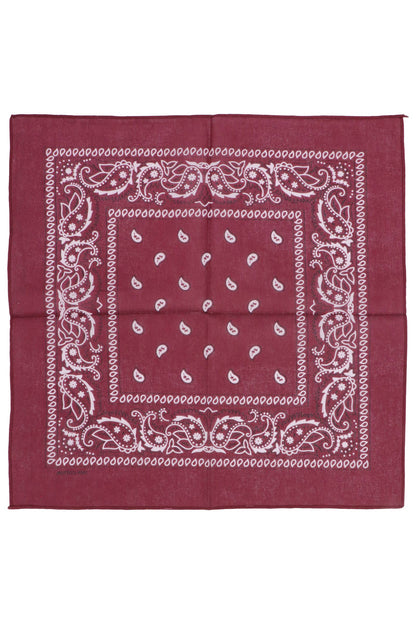Classic Paisley Print Square Cotton Bandana: BLACK / ONE SIZE