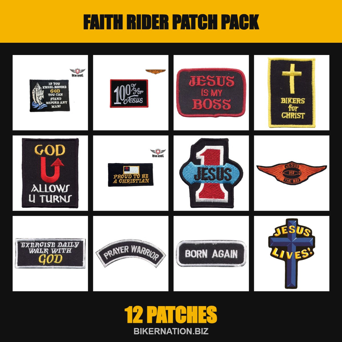 Faith Rider Patch Pack – 12 Patches