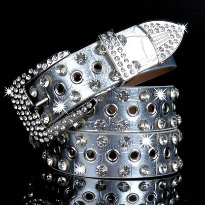 Fashion Shiny Rhinestone Women's Belt: Red / One Size