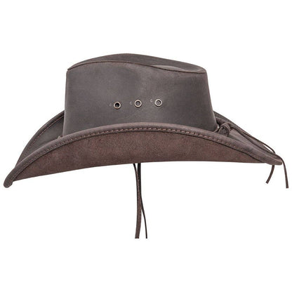 Genuine Leather Western Hat - Style Hollywood: Black / LG
