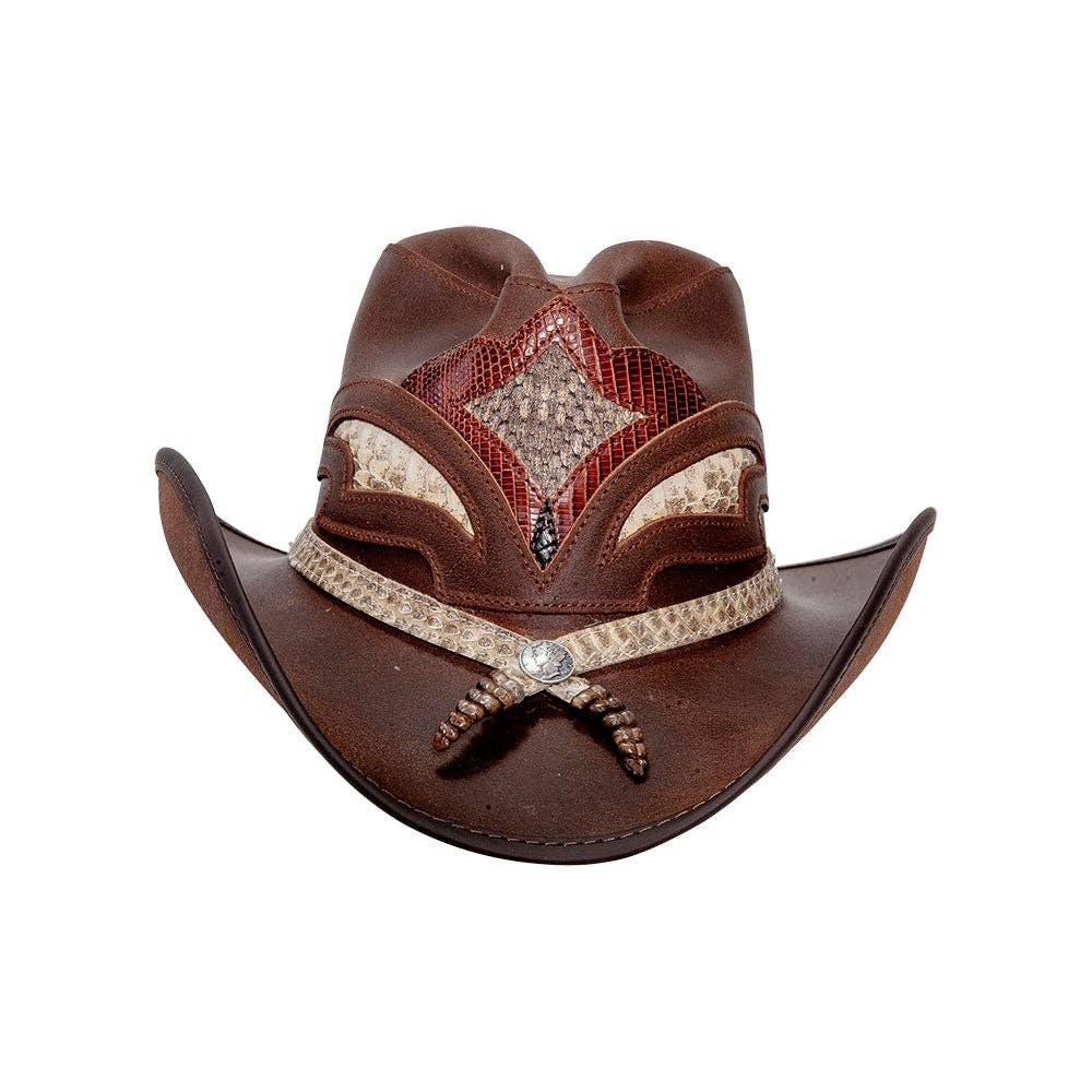 Leather Rattlesnake Cowboy Hat - Style Storm: Black / XL