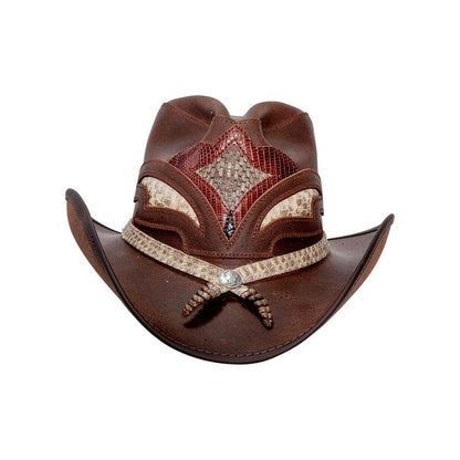 Leather Rattlesnake Cowboy Hat - Style Storm: Black / XL