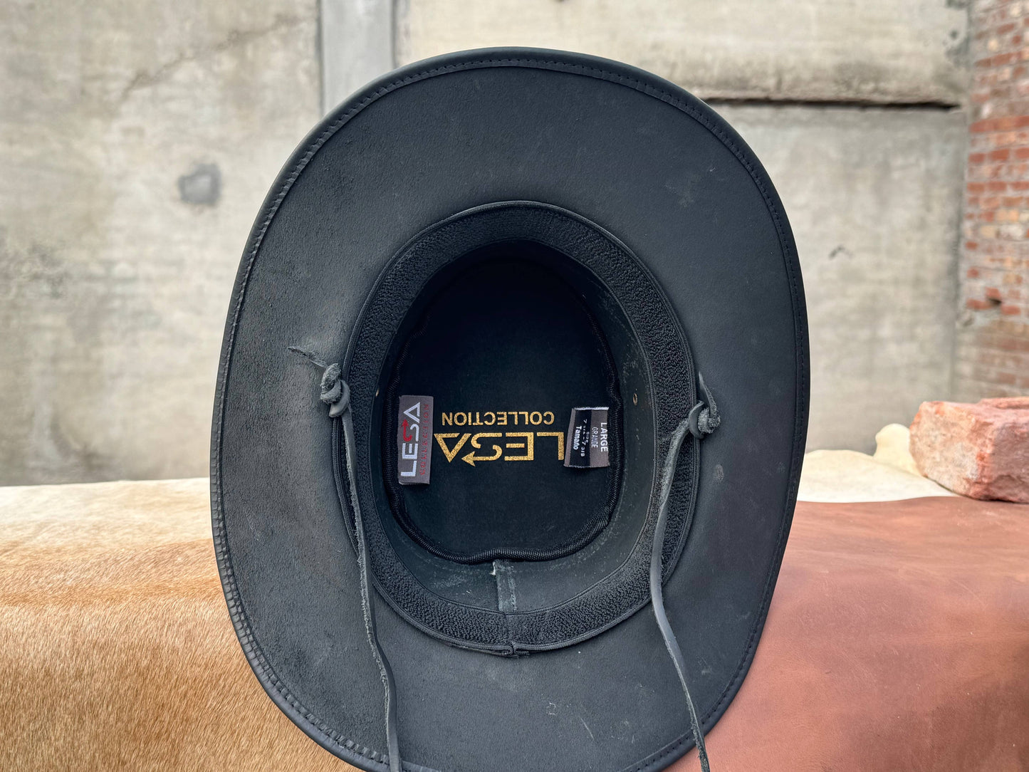 Tri Brown & Black  Leather Cowboy Hat Western style Unisex: Black / Small