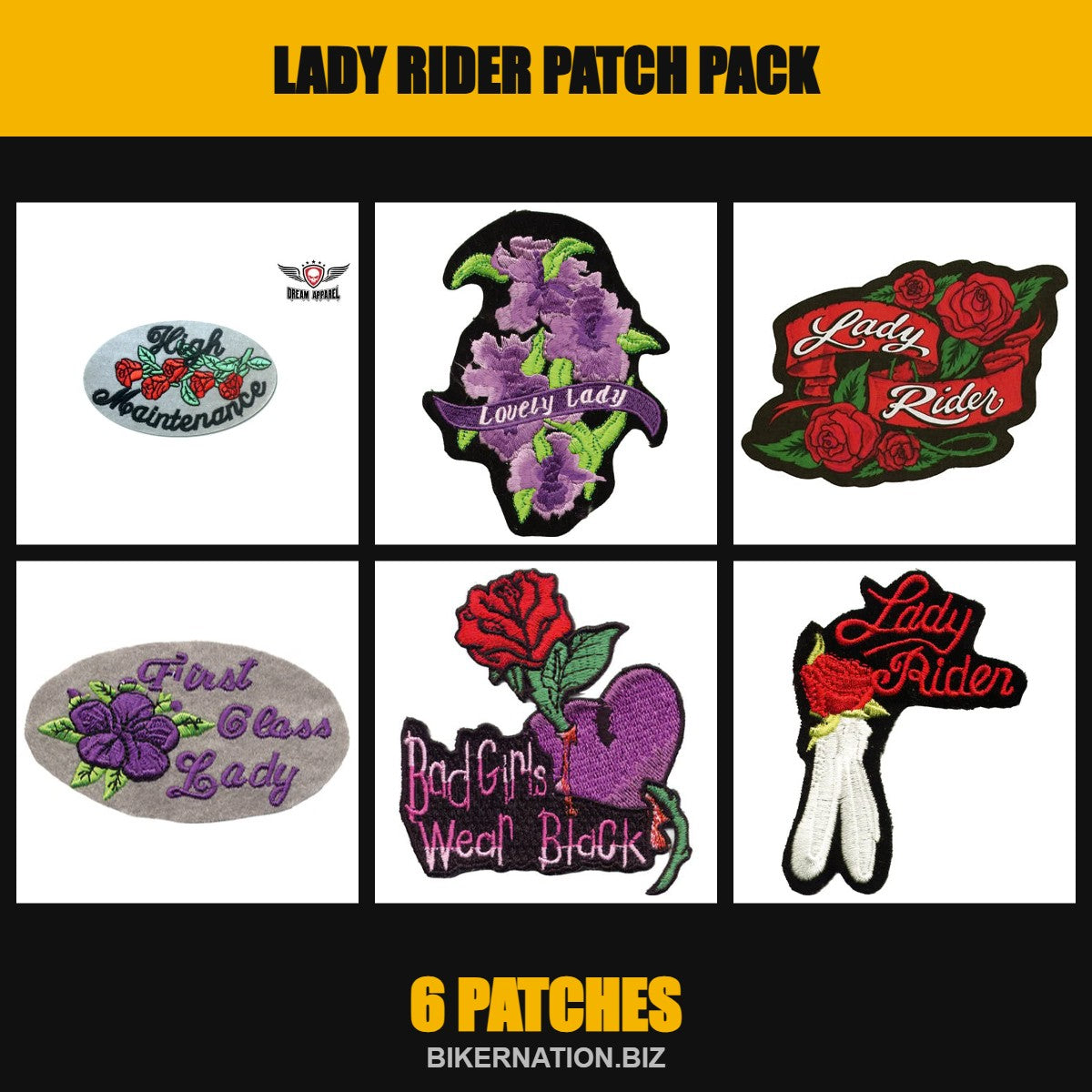 Lady Rider Patch Pack – 6 Patches