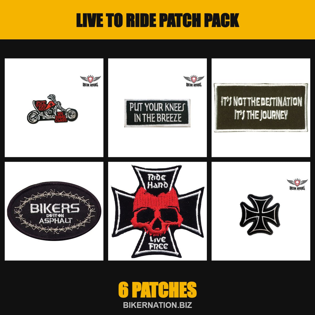 Live to Ride Patch Pack – 6 Patches