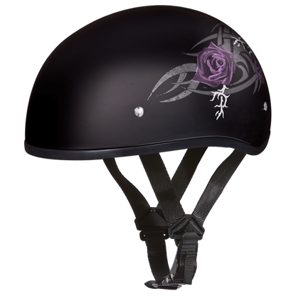 D6-PR DOT Approved Daytona Skull Cap Motorcycle Half Face Helmet – Purple Rose