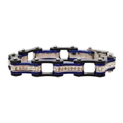 VJ117 Two Tone Black/Candy Blue W/White Crystal Centers