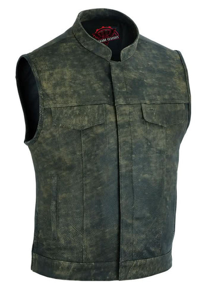 Men's Antique Brown Leather Motorcycle Vest