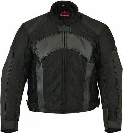 Mens Leather & Mesh Motorcycle Jacket  – Waterproof Liner
