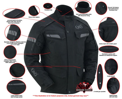Heavy Duty Polyester Textile Mens motorcycle Jacket