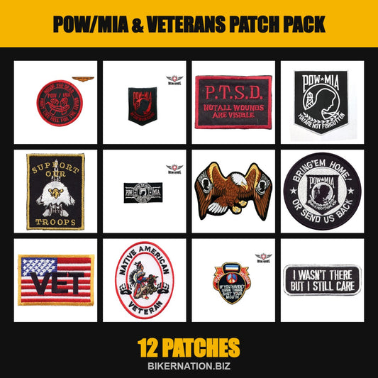 POW/MIA & Veterans Patch Pack – 12 Patches