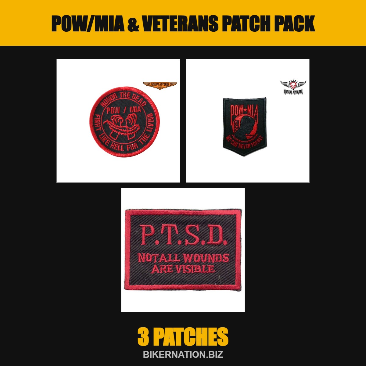 POW/MIA & Veterans Patch Pack – 3 Patches
