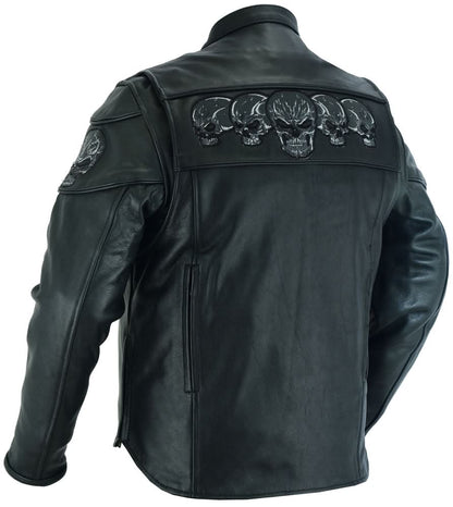 Men's Black Reflective Skulls Scooter Jacket