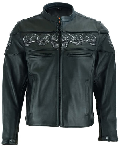 Men's Black Reflective Skulls Scooter Jacket