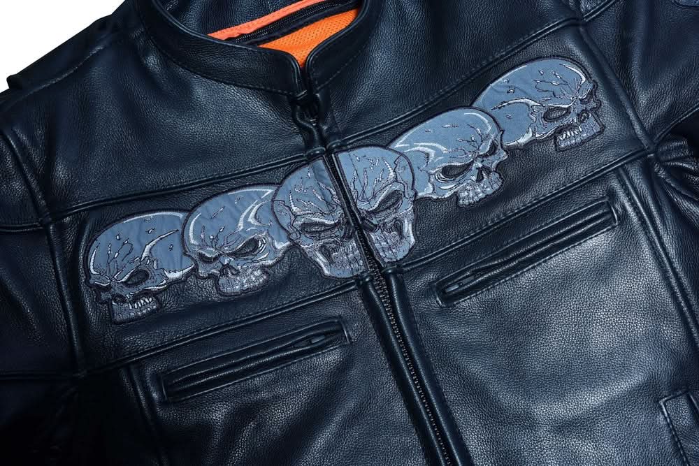 Men's Black Reflective Skulls Scooter Jacket