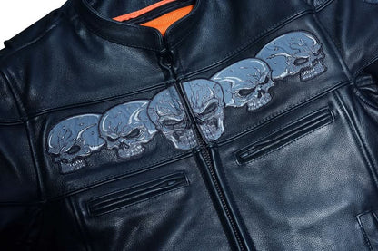 Men's Black Reflective Skulls Scooter Jacket