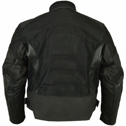 Mens Leather & Mesh Motorcycle Jacket  – Waterproof Liner
