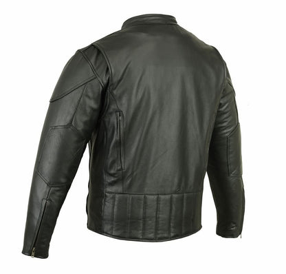 Men's Black Vented Motorcycle Jacket with Plain Sides