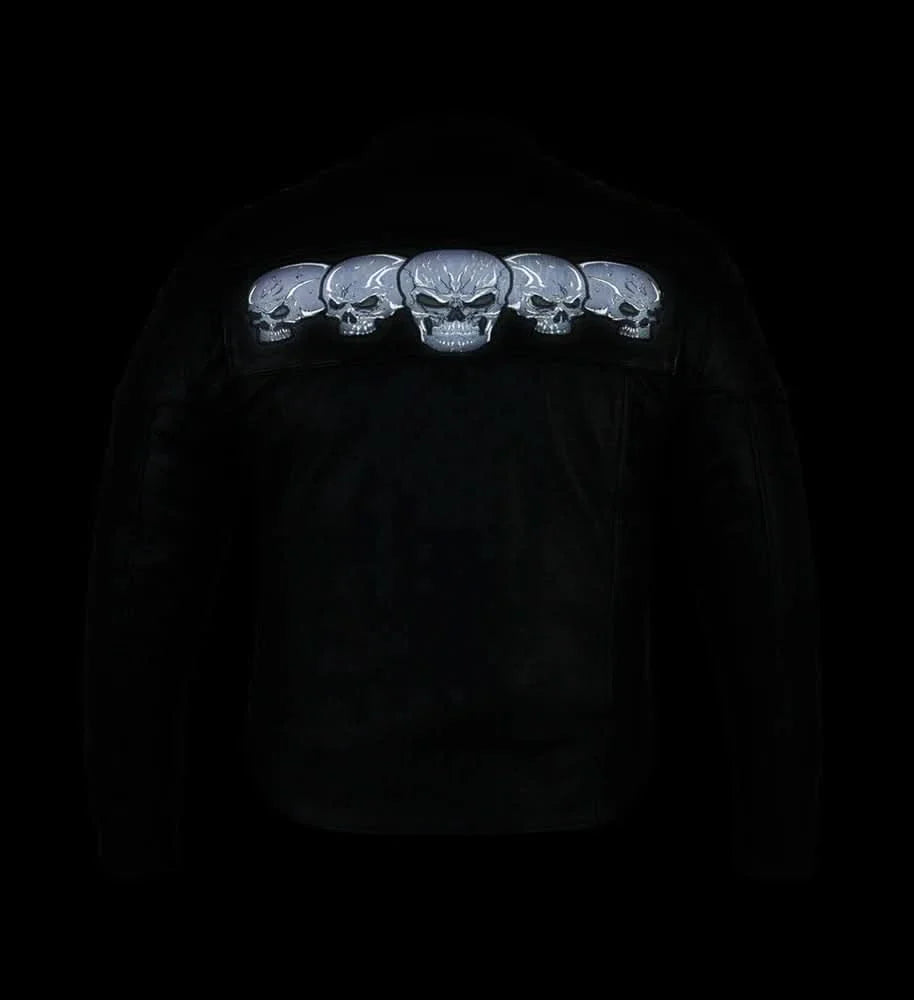 Men's Black Reflective Skulls Scooter Jacket