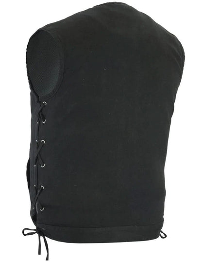 Men's Upgraded All-Black Denim Motorcycle Vest – Smart Access Pockets