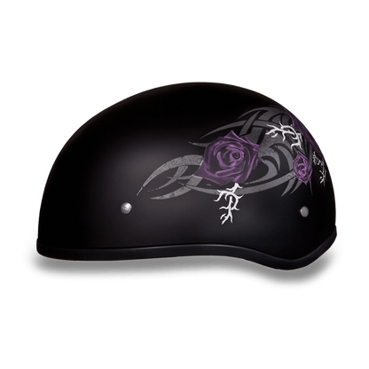 D6-PR DOT Approved Daytona Skull Cap Motorcycle Half Face Helmet – Purple Rose
