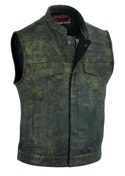Men's Antique Brown Leather Motorcycle Vest