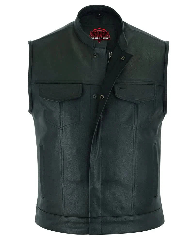 Blackhawk Scoop Collar Men's Motorcycle Vest - Smart Access Pocket & Hidden Zipper