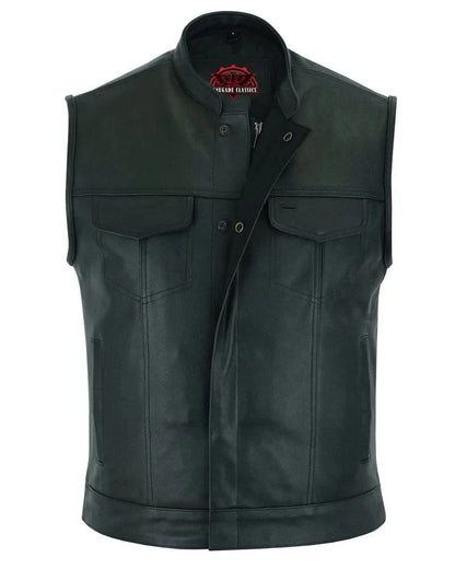 Blackhawk Scoop Collar Men's Motorcycle Vest - Smart Access Pocket & Hidden Zipper